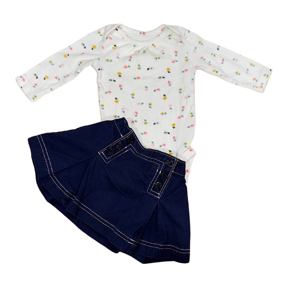 GAP Navy Skirt & White Floral Carters Top